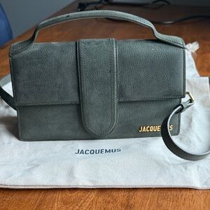 Jacquemus Olive Leather Nubuck  Crossbody Bag Mini